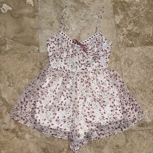 Trixxi Red and White Floral Romper